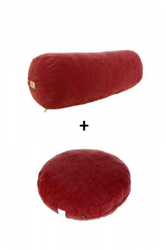Bolster Yoga Minderi ve Meditasyon Minderi- BORDO (2li Takım)